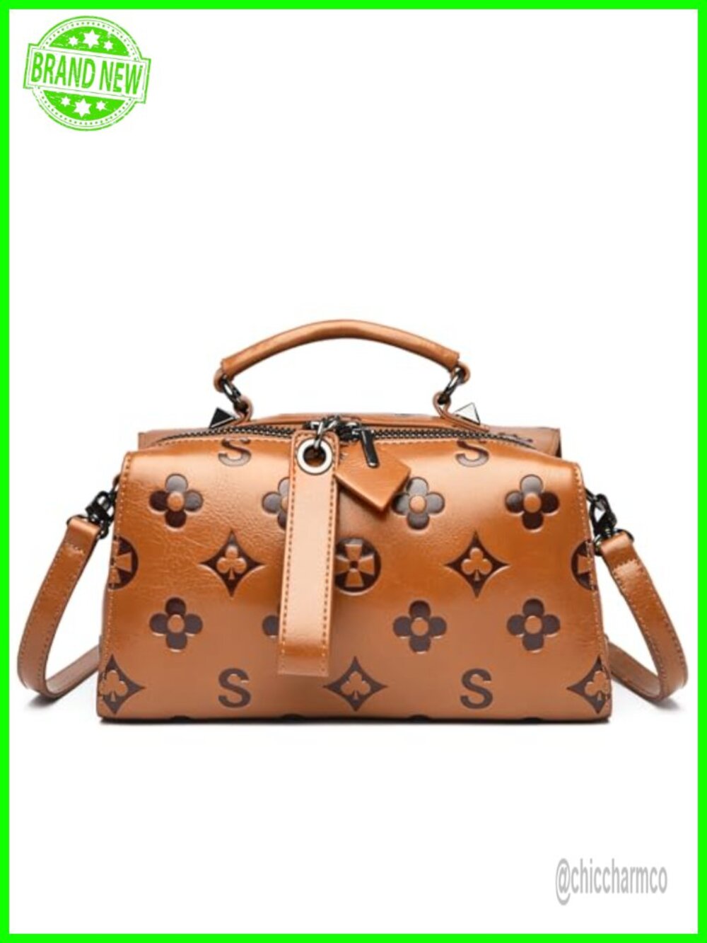Faux Leather Embossed Crossbody Satchel Top Handle Purse Shoulder Bag